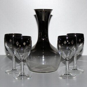 Elegant Black Glass Decanter Set